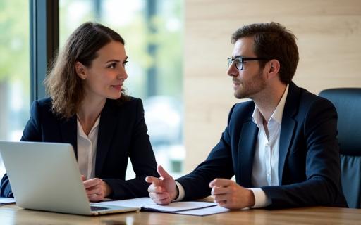 Two professionals in a strategic coaching session.
